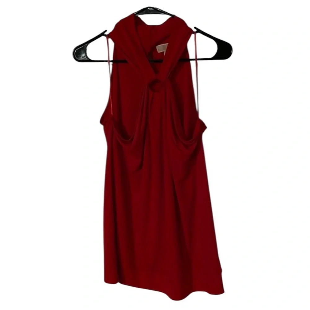Micheal Kors size Large cherry red sleeveless top key hole back oversized